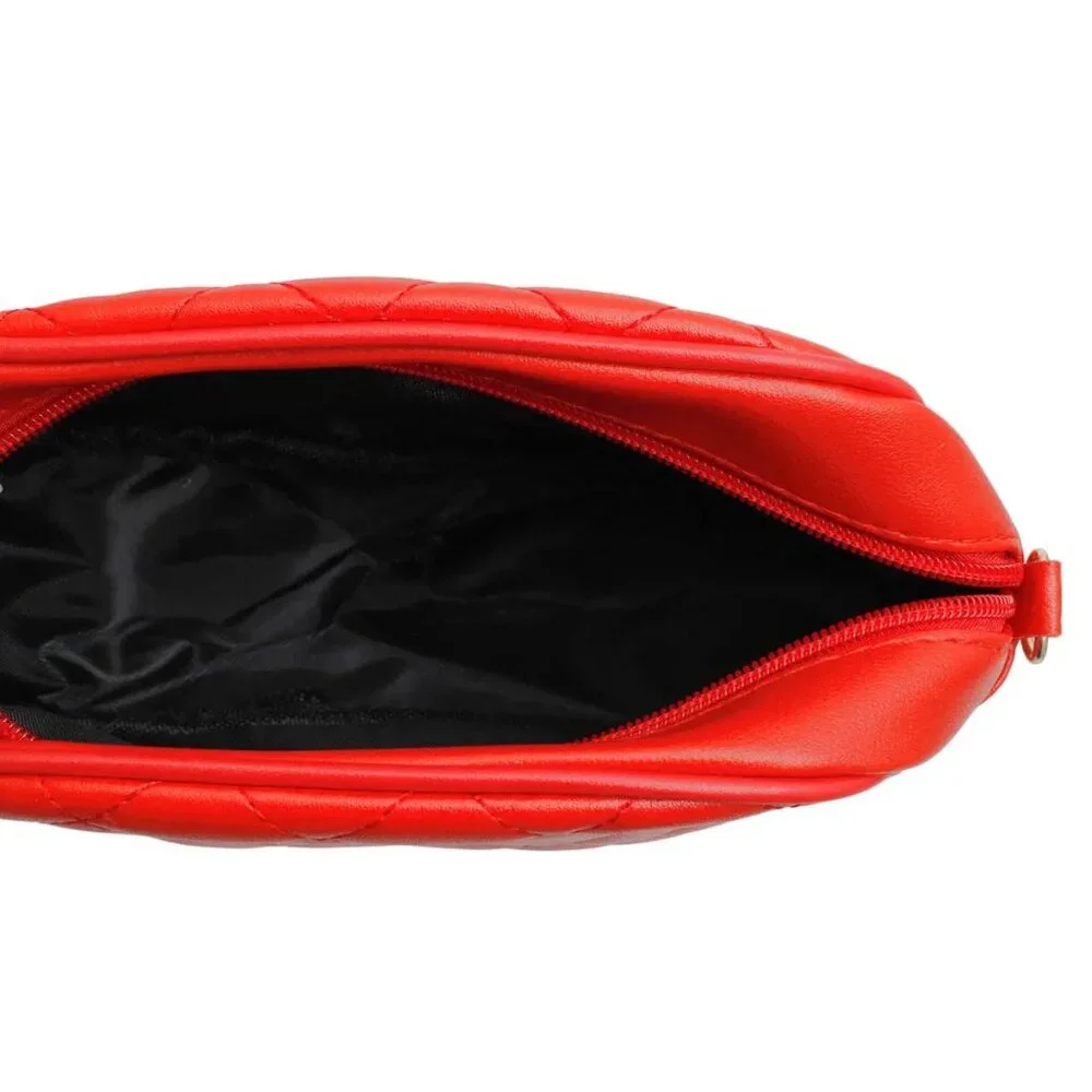 Red Quilted Crossbody Bag with Gold Chain Strap – Classic Shoulder Purse